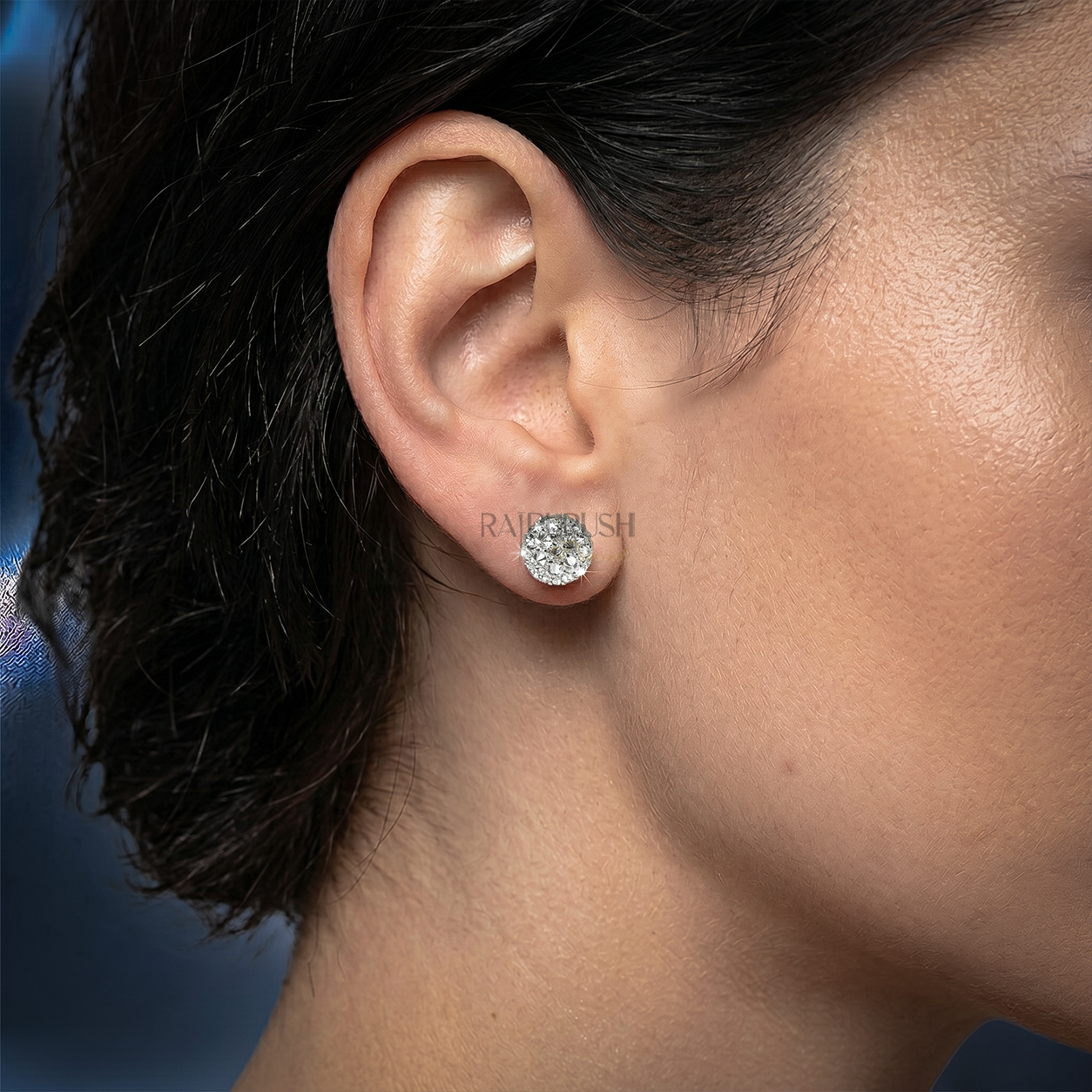 Bold 925 sterling silver hip-hop stud earring featuring reverse-set moissanite diamonds with pointed pavilions facing out, secured with a premium screw back closure.