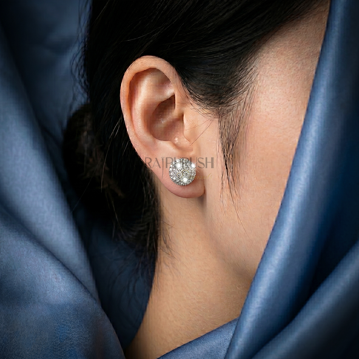 Fully iced-out multi-stone cluster halo stud earrings in 925 sterling silver featuring brilliant round moissanite diamonds and a secure threaded screw back closure.