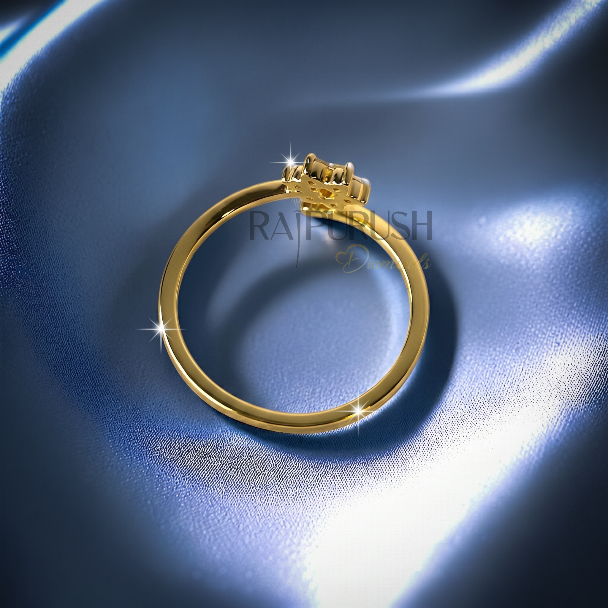 Dainty floral cluster ring featuring sparkling Moissanite stones set in 14k yellow gold plated 925 sterling silver