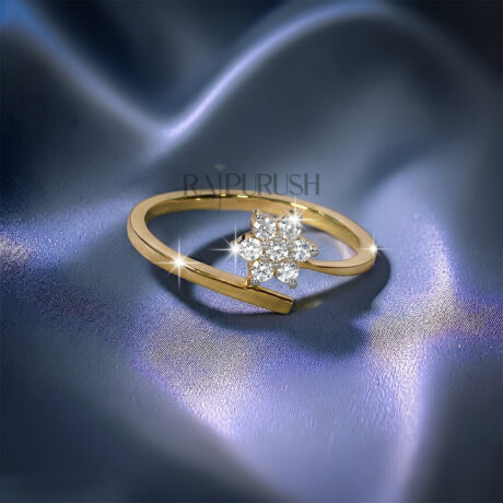 Dainty floral cluster ring featuring sparkling Moissanite stones set in 14k yellow gold plated 925 sterling silver