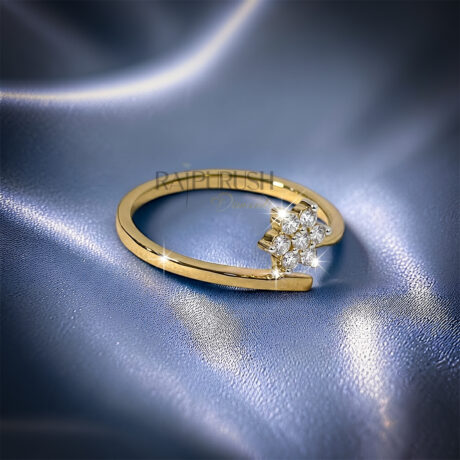 Dainty floral cluster ring featuring sparkling Moissanite stones set in 14k yellow gold plated 925 sterling silver