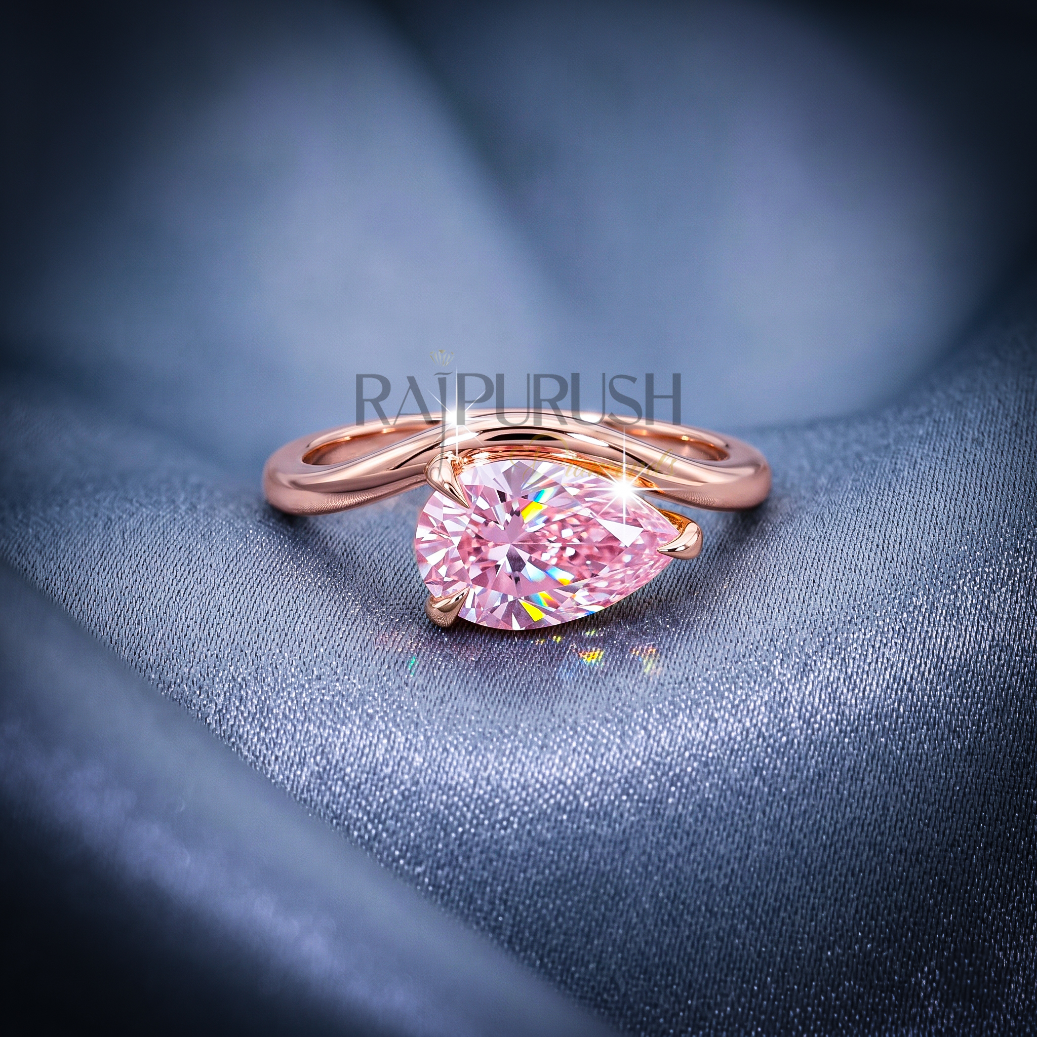 A stunning 1ct pear-cut moissanite solitaire engagement ring set in polished 14k gold