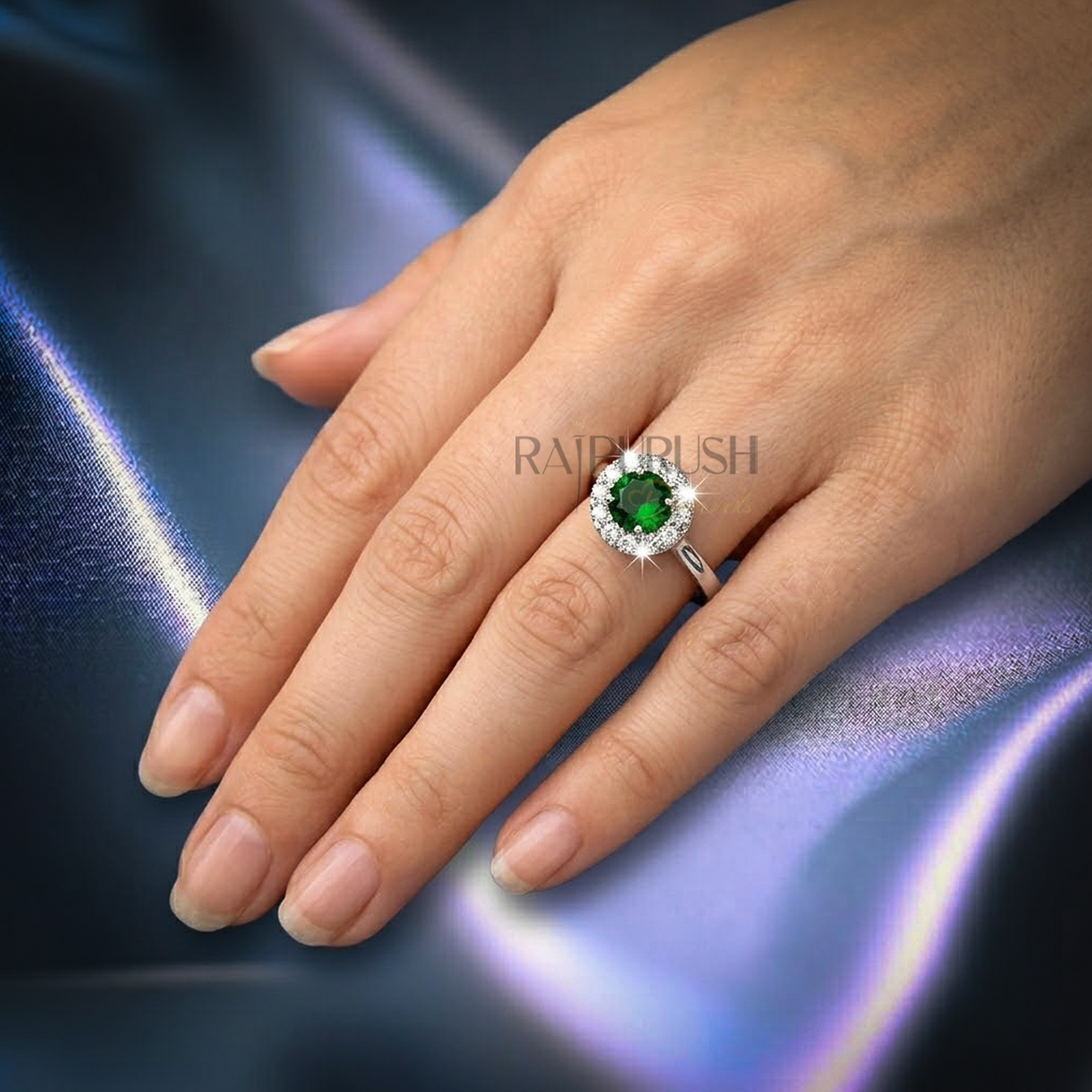 Unique nature-inspired engagement ring in S925 sterling silver featuring a textured twig branch band accented with marquise diamond leaves and a round moissanite center stone.